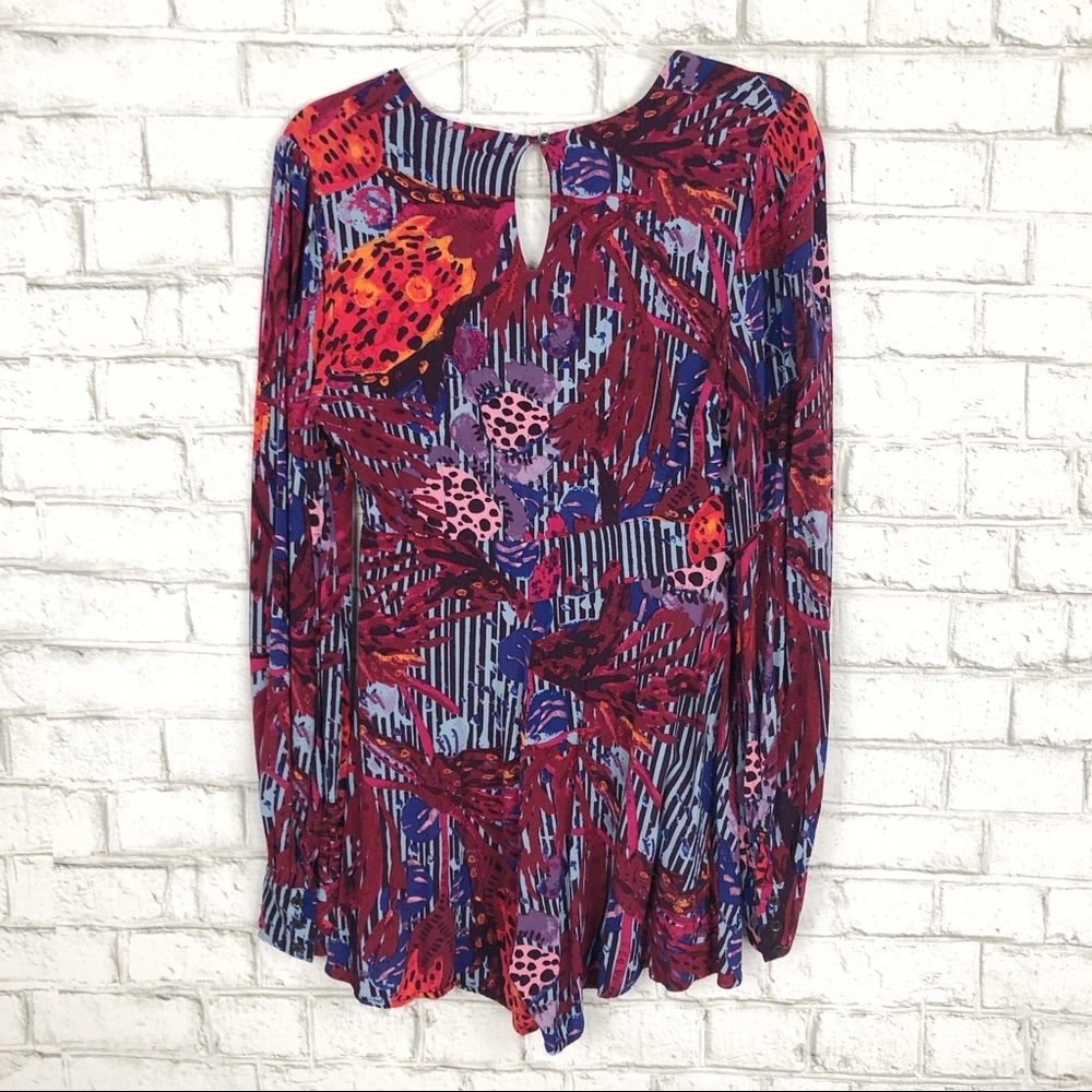FREE PEOPLE Audrey Romper Sleeve Print Plunging 4 - Picture 4 of 5